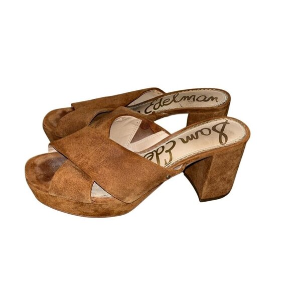 Sam Edelman Tan Sandal Heels. Velvet Women's Size 6.5 - Picture 1 of 9